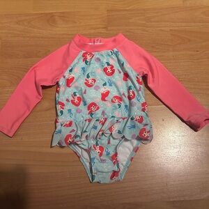 LIKE NEW Disney Infant Swim Rashguard - Pink and Aqua 3-6 months